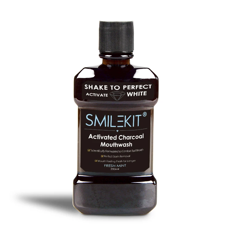دهانشویه زغالی طبیعی سفیدکننده دندان اسمایل کیت Smile Kit Natural Charcoal Teeth Whitening Mouthwash